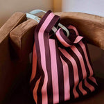 Taška THE STICKY SIS CLUB Knitted Stripes Chocolate + Bubblegum | Lavly.cz