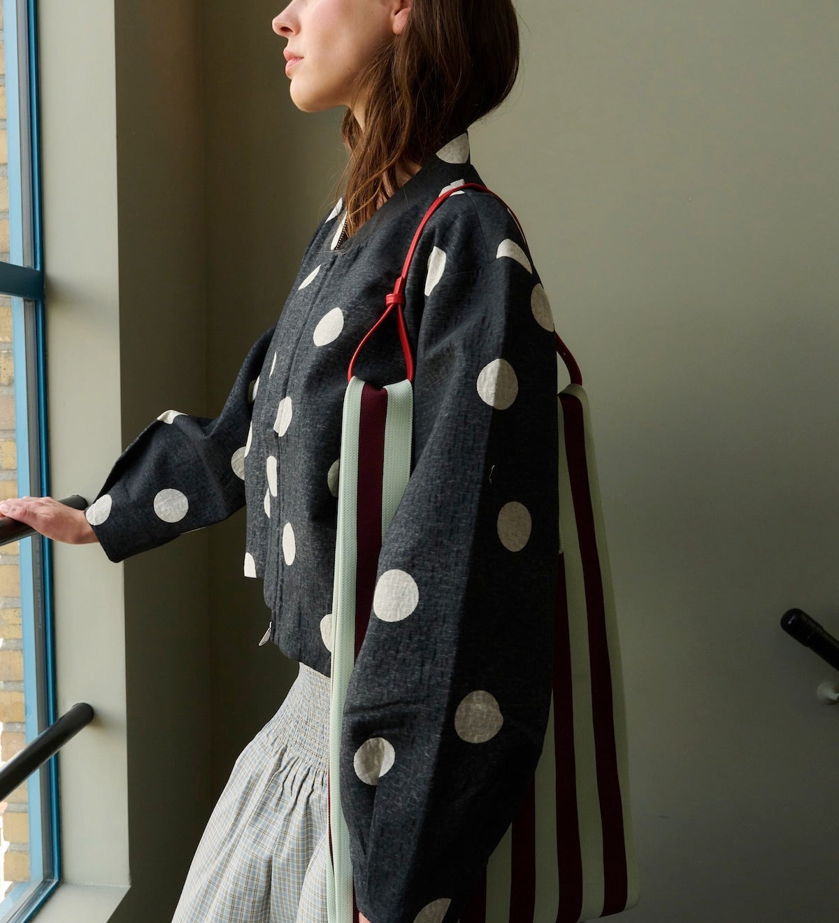 Taška THE STICKY SIS CLUB Knitted Stripes Mist + Fig | Lavly.cz