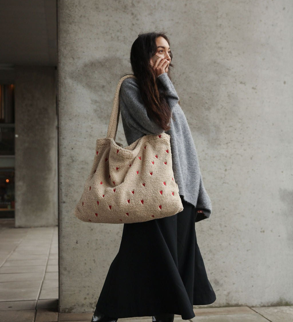 Teddy taška STUDIO NOOS Ecru Hearts | Stylové doplňky pro děti a ženy | Lavly.cz