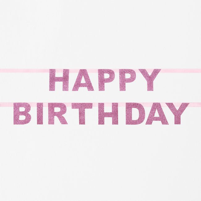 Třpytivá girlanda Happy Birthday růžová | Stylové doplňky pro děti a ženy | Lavly.cz